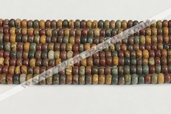 CPJ676 15.5 inches 2.5*4mm rondelle picasso jasper beads wholesale