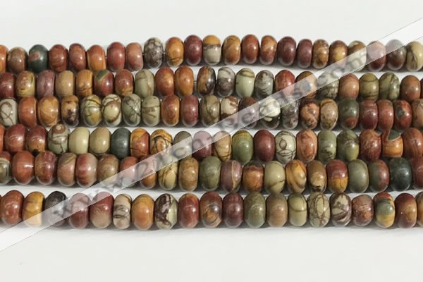 CPJ678 15.5 inches 5*8mm rondelle picasso jasper beads wholesale