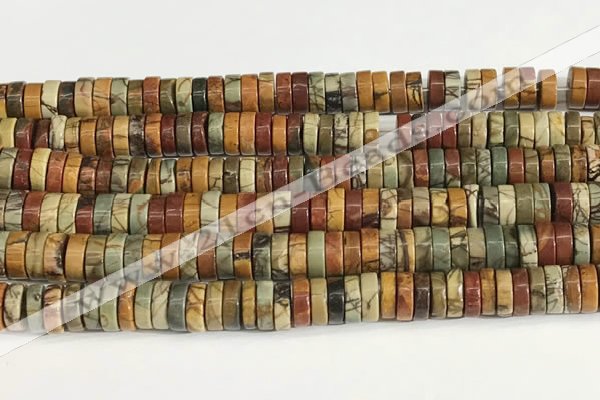 CPJ682 15.5 inches 3*8mm heishi picasso jasper beads wholesale