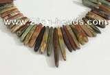 CPJ688 Top drilled 5*15mm - 

6*45mm sticks picasso jasper beads