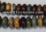 CPJ69 15.5 inches 7*14mm rondelle picasso jasper gemstone beads