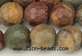 CPJ691 15 inches 8mm faceted round picasso jasper beads