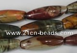 CPJ72 15.5 inches 10*30mm rice picasso jasper gemstone beads