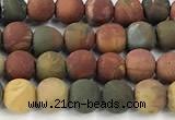 CPJ735 15 inches 4mm round matte picasso jasper beads