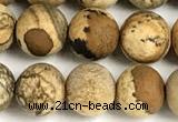 CPJ747 15 inches 8mm round matte picture jasper beads