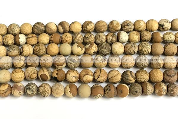 CPJ747 15 inches 8mm round matte picture jasper beads