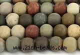 CPJ750 15 inches 4mm round matte American picture jasper beads