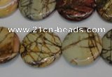 CPJ80 15.5 inches 25mm flat round picasso jasper gemstone beads