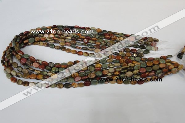 CPJ81 15.5 inches 6*8mm oval picasso jasper gemstone beads