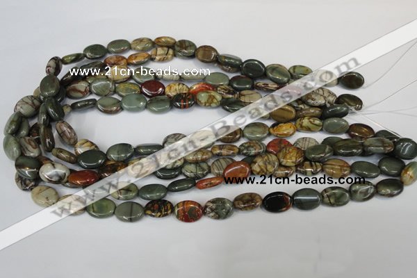 CPJ83 15.5 inches 10*14mm oval picasso jasper gemstone beads