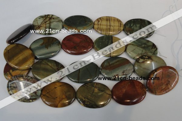 CPJ88 15.5 inches 30*40mm oval picasso jasper gemstone beads