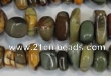 CPJ95 15.5 inches 6*14mm nuggets picasso jasper gemstone beads