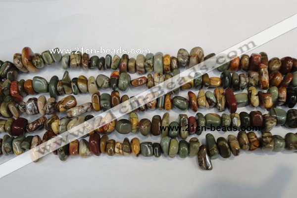 CPJ95 15.5 inches 6*14mm nuggets picasso jasper gemstone beads