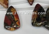 CPJ96 Top-drilled 15*25mm – 16*36mm flat teardrop picasso jasper beads