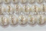 CPL01 15.5 inches 9*10mm nuggets pearl with rhinestone beads