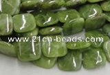 CPO07 15.5 inches 10*10mm square olivine gemstone beads wholesale