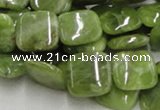 CPO09 15.5 inches 16*16mm square olivine gemstone beads wholesale