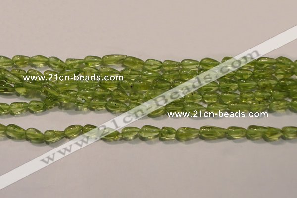 CPO113 15 inches 3.5*5mm teardrop natural peridot beads wholesale