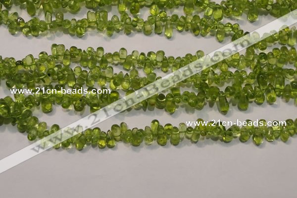 CPO115 Top-drilled 3*7mm teardrop natural peridot beads wholesale