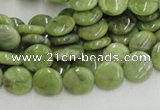 CPO15 15.5 inches 10mm flat round olivine gemstone beads wholesale