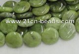 CPO16 15.5 inches 12mm flat round olivine gemstone beads wholesale