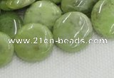 CPO18 15.5 inches 20mm flat round olivine gemstone beads wholesale