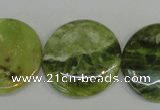 CPO30 15.5 inches 25mm flat round olivine gemstone beads wholesale