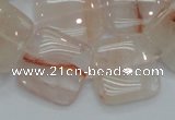 CPQ06 15.5 inches 20*20mm square natural pink quartz beads