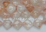 CPQ07 15.5 inches 10*10mm diamond natural pink quartz beads