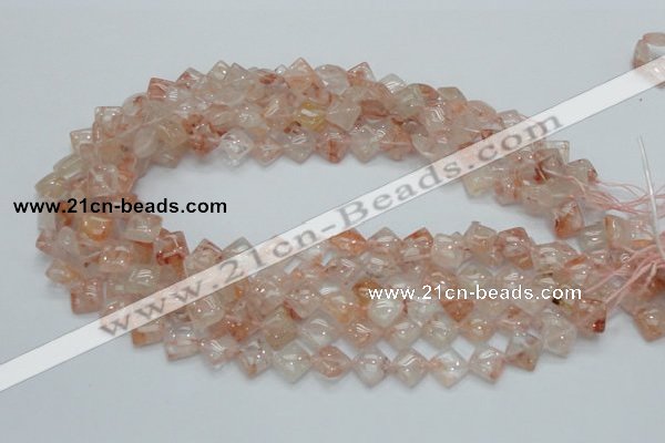 CPQ07 15.5 inches 10*10mm diamond natural pink quartz beads