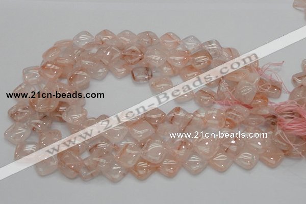 CPQ08 15.5 inches 15*15mm diamond natural pink quartz beads