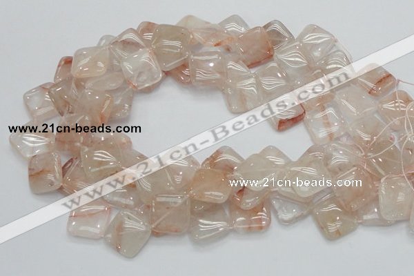 CPQ09 15.5 inches 20*20mm diamond natural pink quartz beads