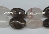 CPQ105 12*16mm oval natural pink crystal & smoky quartz beads