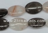 CPQ106 13*18mm oval natural pink crystal & smoky quartz beads