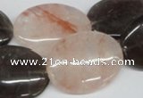 CPQ108 22*30mm oval natural pink crystal & smoky quartz beads