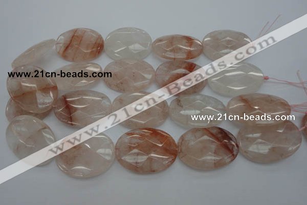 CPQ17 15.5 inches 30*40mm faceted oval natural pink quartz beads