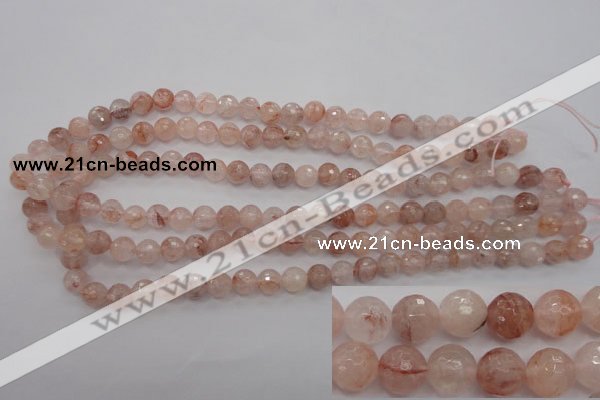 CPQ203 15.5 inches 8mm faceted round natural pink quartz beads