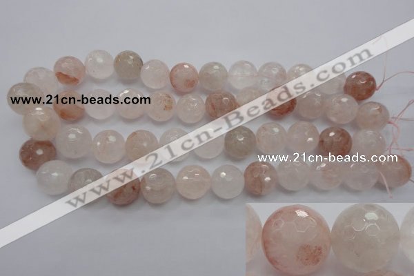 CPQ206 15.5 inches 14mm faceted round natural pink quartz beads