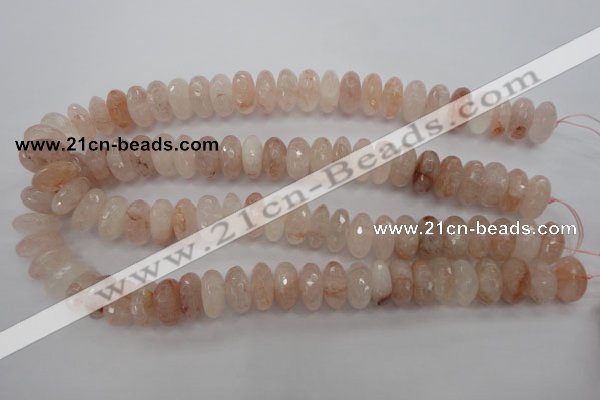 CPQ215 15.5 inches 8*16mm faceted rondelle natural pink quartz beads