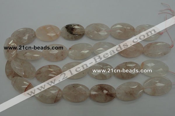 CPQ222 15.5 inches 20*30mm faceted oval natural pink quartz beads