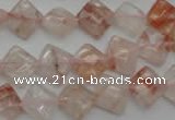 CPQ224 15.5 inches 10*10mm faceted diamond natural pink quartz beads