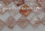 CPQ225 15.5 inches 12*12mm faceted diamond natural pink quartz beads