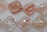 CPQ226 15.5 inches 15*15mm faceted diamond natural pink quartz beads