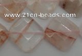 CPQ228 15.5 inches 20*20mm faceted diamond natural pink quartz beads