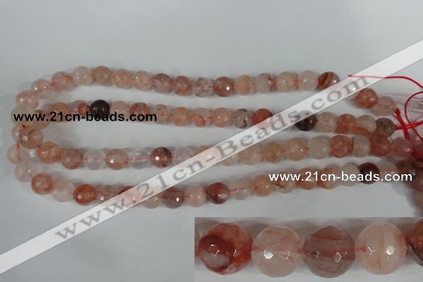 CPQ24 15.5 inches 10mm faceted round natural pink quartz beads