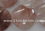 CPQ240 15.5 inches 28mm faceted & twisted coin natural pink quartz beads