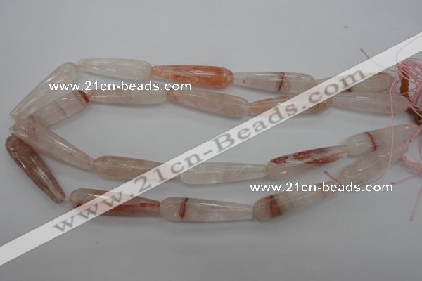 CPQ248 15.5 inches 10*40mm faceted teardrop natural pink quartz beads