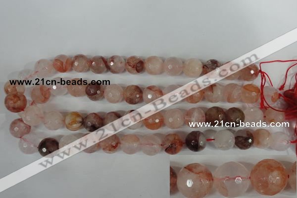 CPQ26 15.5 inches 14mm faceted round natural pink quartz beads