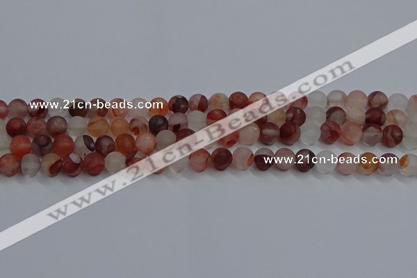 CPQ301 15.5 inches 6mm round matte pink quartz beads wholesale