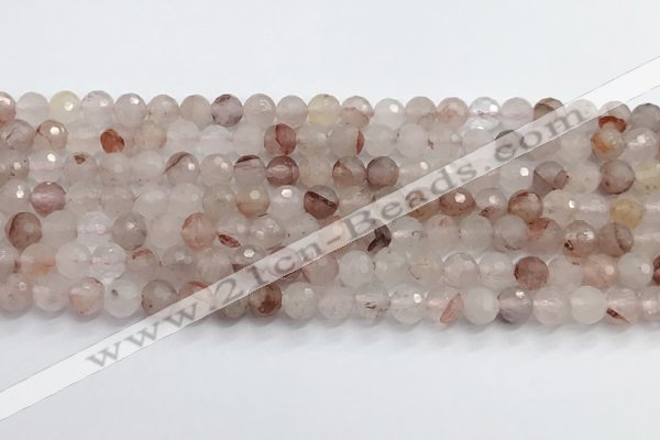 CPQ318 15.5 inches 6mm faceted round pink quartz beads